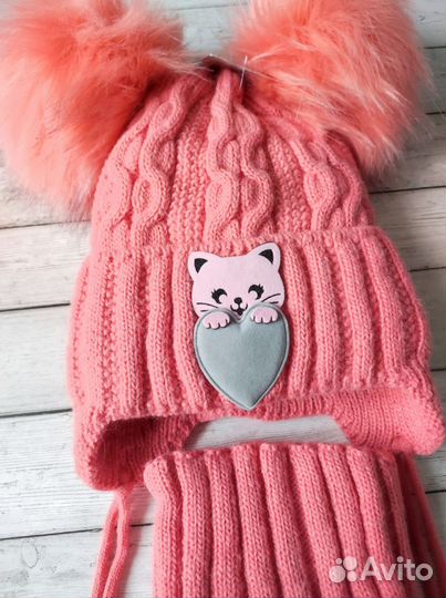 Комплект шапка и снуд зимние для детей