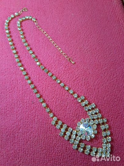 Винтаж колье Чехия, ледяное стекло