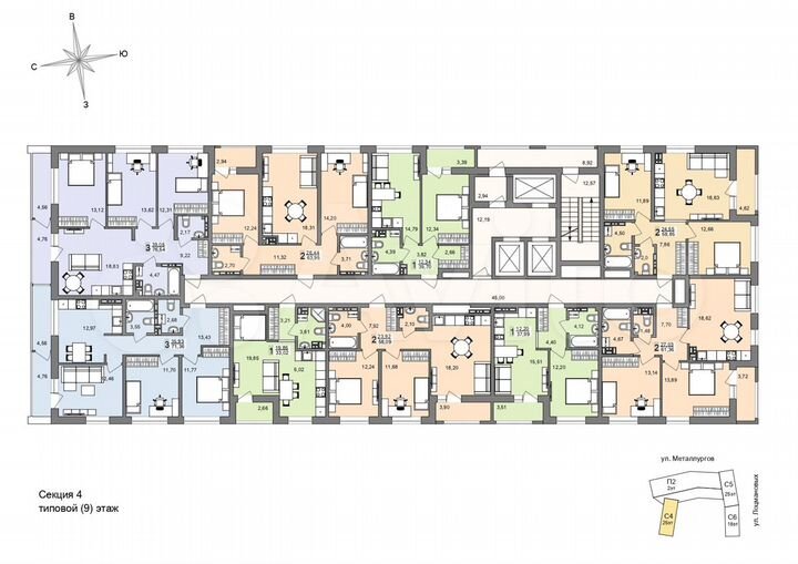 2-к. квартира, 63,6 м², 17/26 эт.
