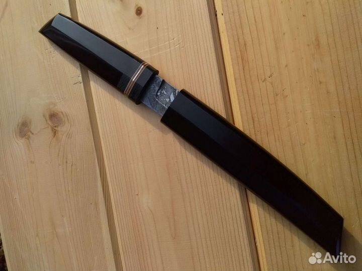 Нож Танто с ножнами / Х12мф / карбон,эбонит