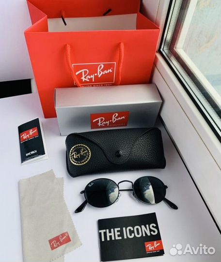 Солнцезащитные очки ray ban oval черные