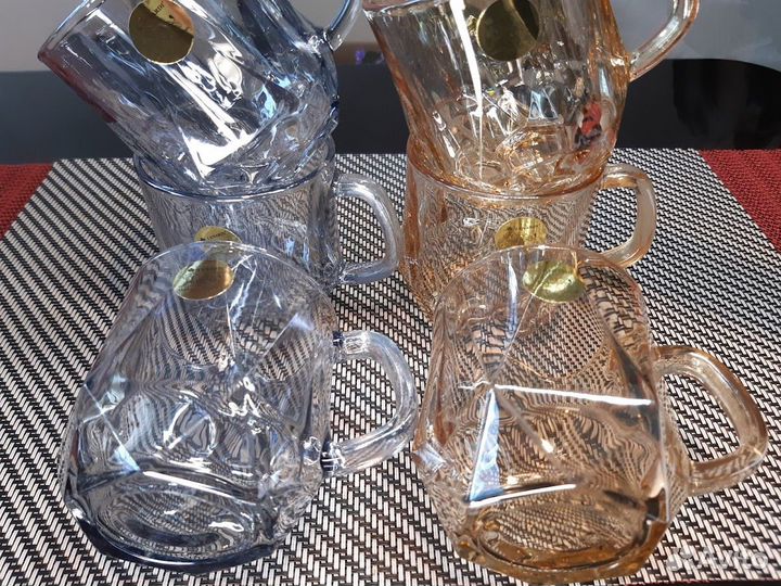 Кружки стеклянные 350 мл цветные