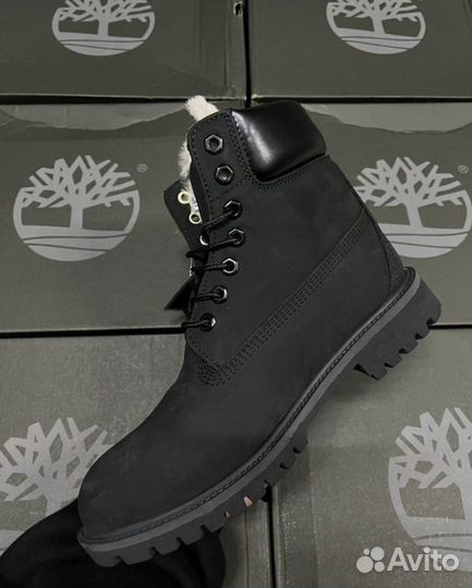 Ботинки Timberland черные с мехом