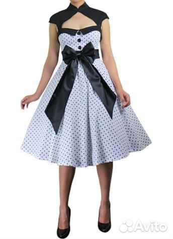 Платье горошек с бантом, размер 48-50