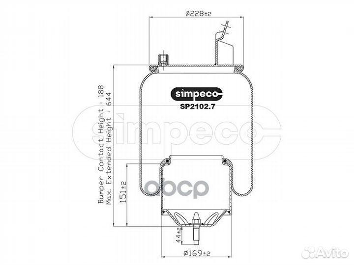 Пневморессора (со стальным стаканом) HCV SP2102