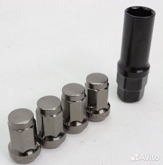 Комплект секреток 4шт. + ключ M12-1.25 графит