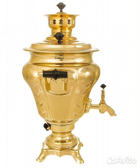 Тульский самовар «Турист» 3л латунь на дровах