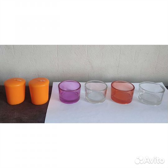 Новые цветные стеклянные подсвечники и свечи
