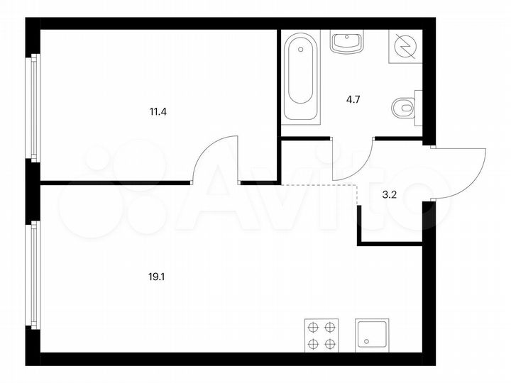 1-к. квартира, 38,4 м², 26/32 эт.