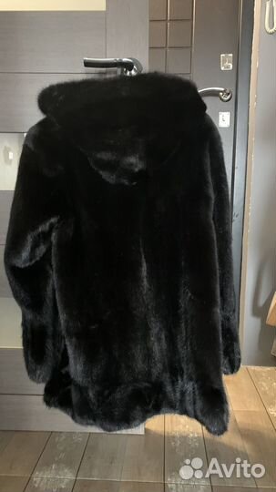 Шуба норковая с капюшоном 44 46 черная