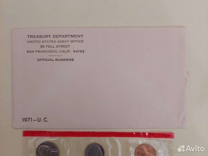 Монеты США годовой набор 1971 год запайка красная