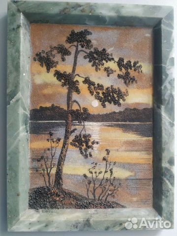 Картина пейзаж из полудрагоценных камней