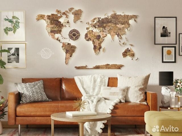 Карта мира на стену с подсветкой и без подсветки