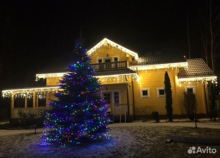 Украшение фасадов гирляндой