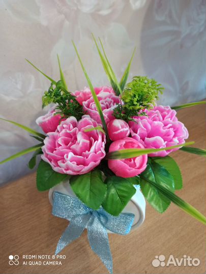 Мыльный букетик пионов ручной работы