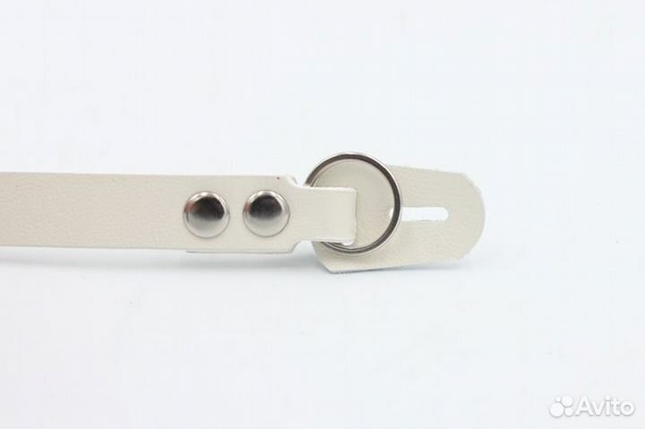 Ремень кожаный узкий 85см белый M-W85