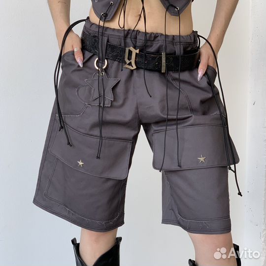 Шорты Kolegov ручной работы Y2K гранж