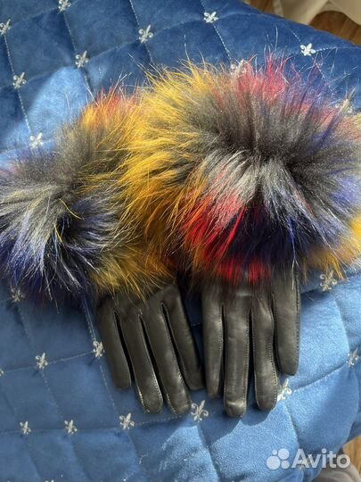 Перчатки кожаные с натуральным мехом