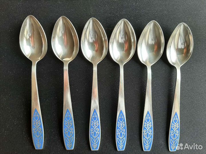 Чайные ложки мельхиор, эмаль СССР