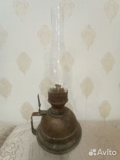 Лампа латунная керосиновая, старинная