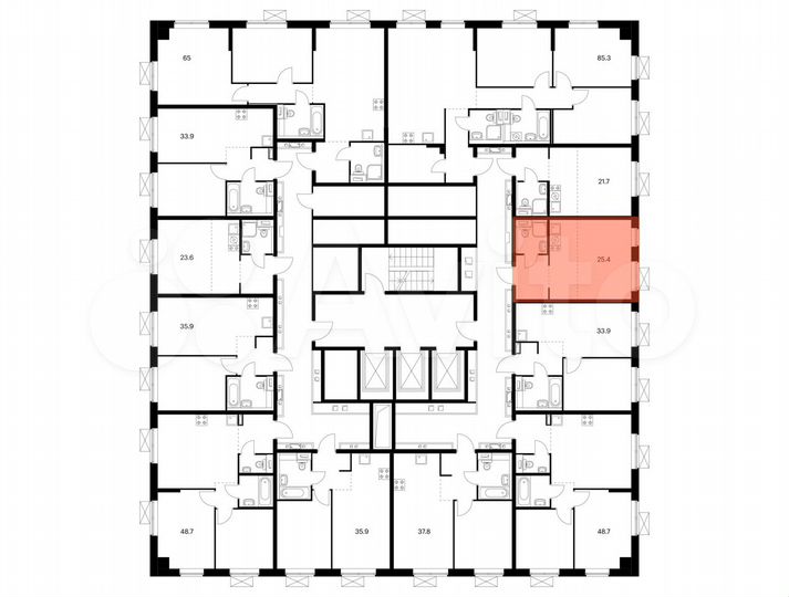 Квартира-студия, 25,4 м², 22/24 эт.