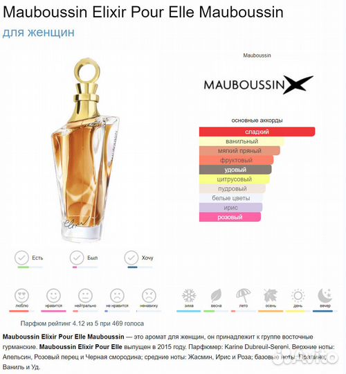 Жен набор Mauboussin Elixir Pour Elle новый