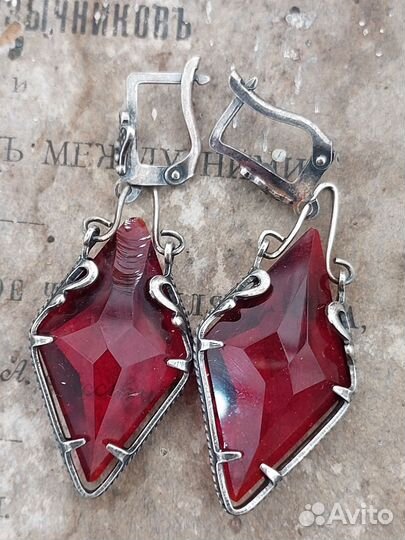 Серёжки серебро с гранатом
