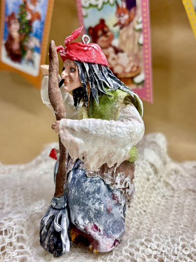 Елочная игрушка из ваты ручной работы