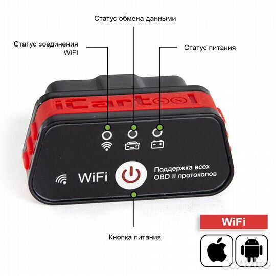 Адаптер диагностический ELM327 wifi для android