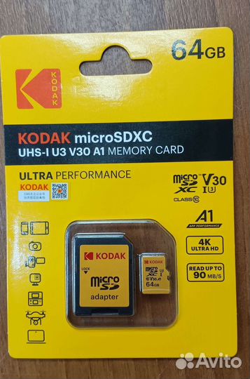 Карта памяти kodak Micro SD 64 гб