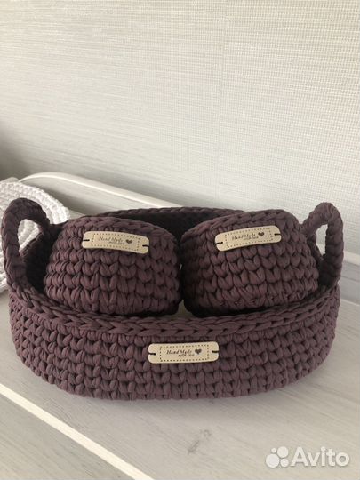 Вязаные корзины ручной работы на заказ