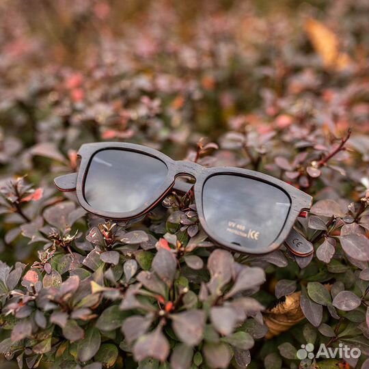 Деревянные солнцезащитные очки вайфареры чёрные