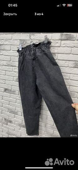 Джинсы черные мом, mom gloria jeans, рост 152