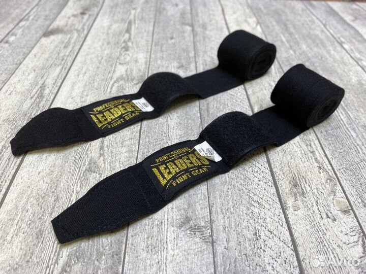 Боксерские бинты Leaders эластичные 3.5м черные