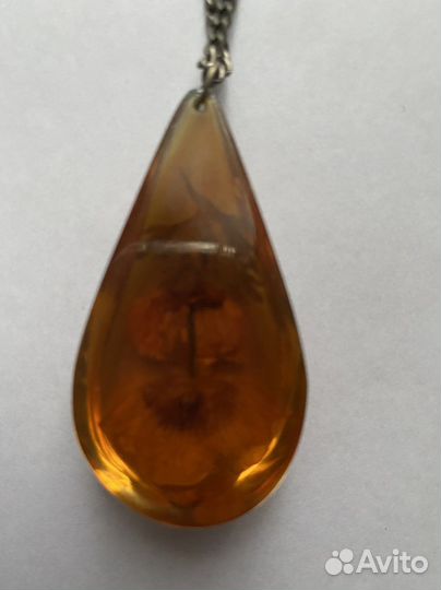 Кулон янтарь СССР с цепочкой