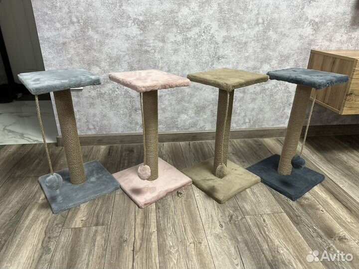 Когтеточка-столбик с полкой-лежанкой