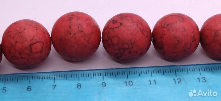 Крупные бусы натуральный камень 2 см винтаж 43 см