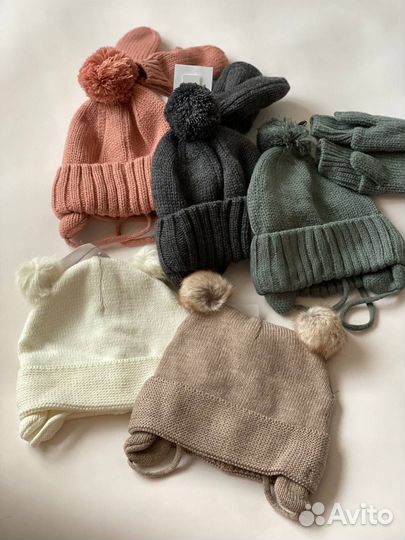 Детский набор шапка шарф варежки zara H&M