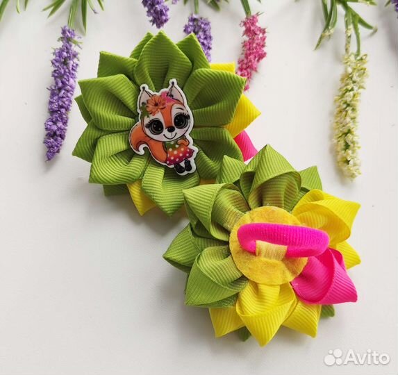 Резинка для волос.Бантики Белочки. Заколка