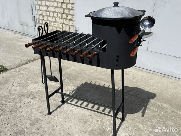 Мангал с печкой для казана 3 мм