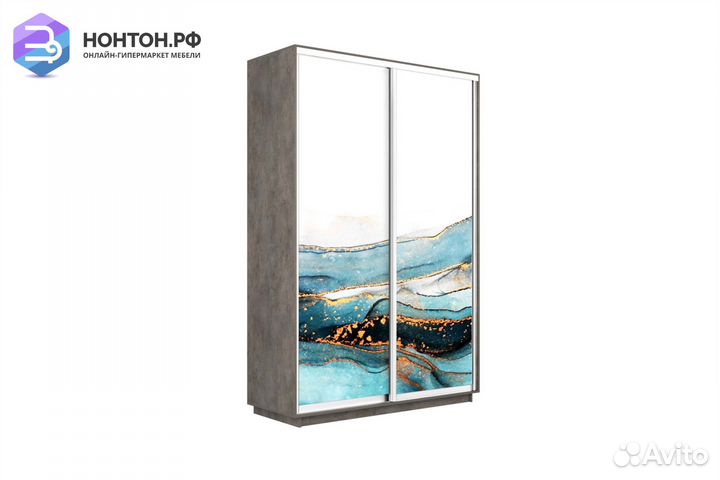 Шкаф-купе 2-х дверный Нонтон фото №1019 / бетон