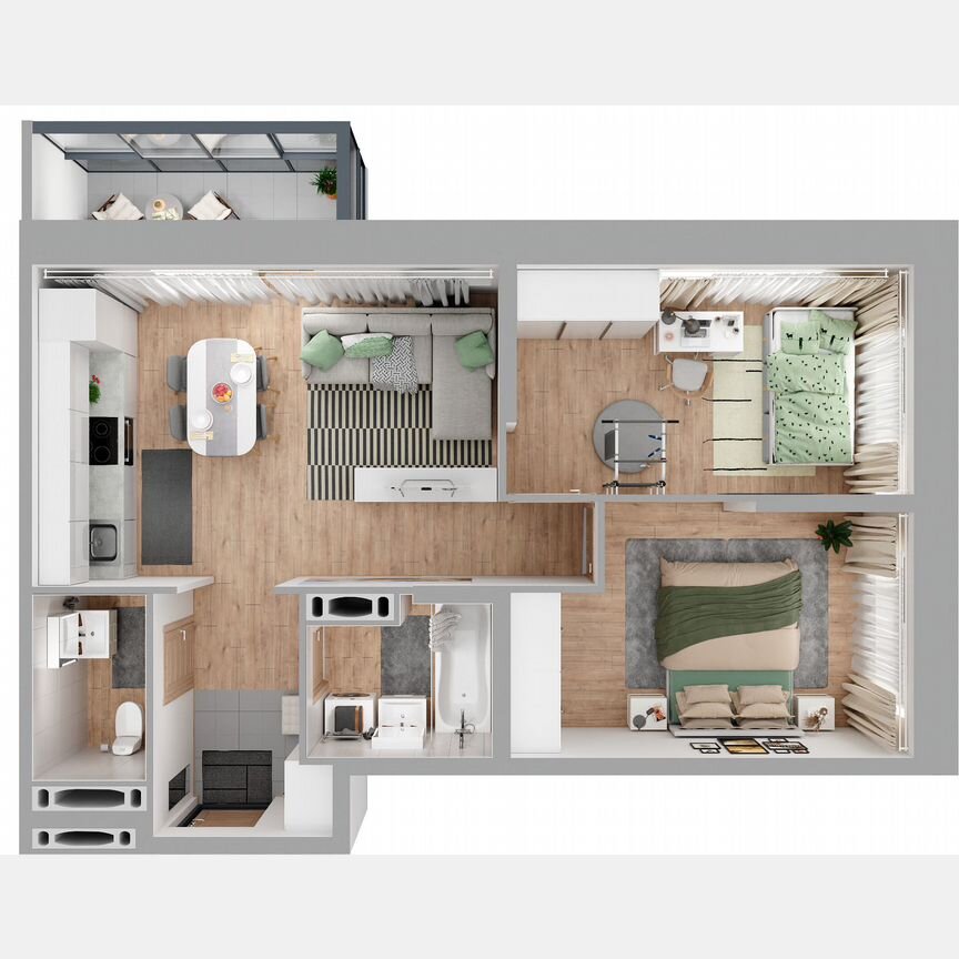 2-к. квартира, 56,9 м², 19/23 эт.