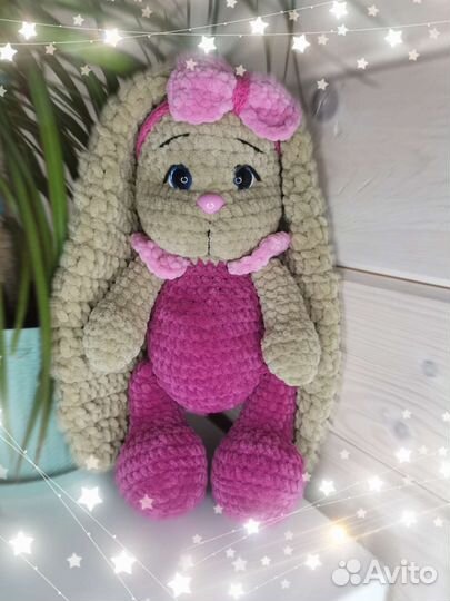 Зайка из плюшевой пряжи