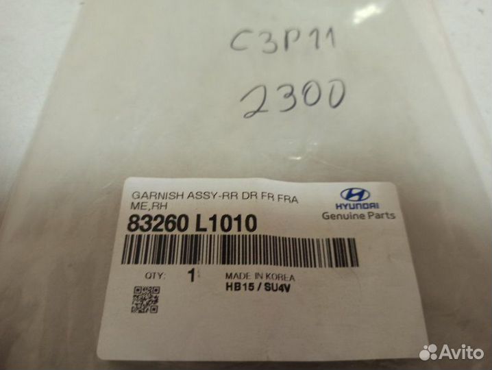 Накладка двери задняя правая Hyundai Sonata viii