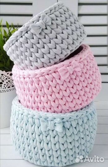 Корзинка из трикотажной пряжи