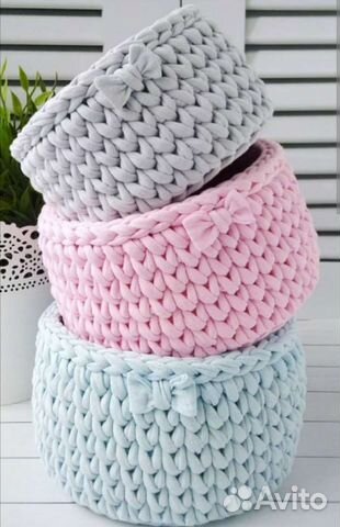 Корзинка из трикотажной пряжи