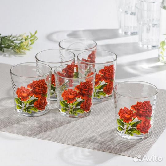 Набор стаканов для коктейля «Букеты», 210 мл, 6 шт
