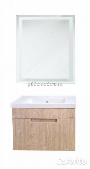 Bellezza Грейс-70 Тумба подвесная, с 1 ящиком, Дуб светлый (пвх), с умывальником Грейс 70 (Дрея)