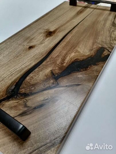 Поднос деревянный. Массив. Орех. Карагач. Лофт