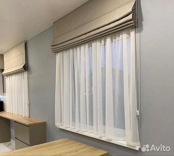 Римская штора готовая с тюлем